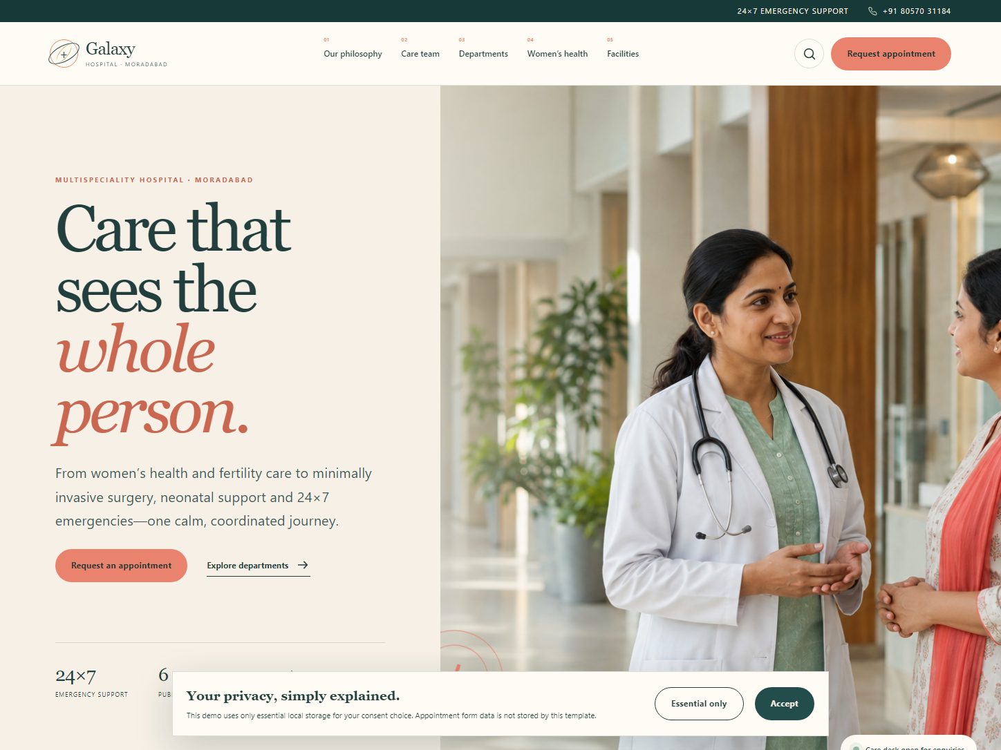 Galaxy Hospital Moradabad website preview